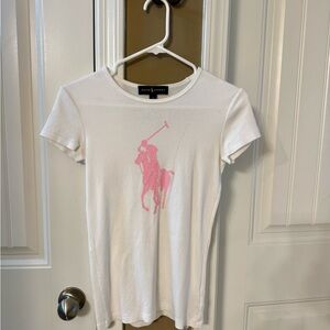 Ralph Lauren White and Pink Polo Shirt